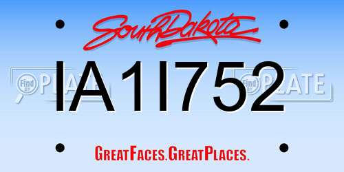 IA1I752 South Dakota License Plate