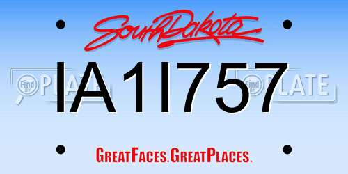 IA1I757 South Dakota License Plate