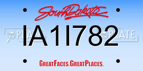 IA1I782 South Dakota License Plate