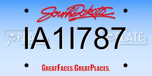 IA1I787 South Dakota License Plate