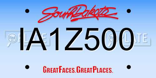 IA1Z500 South Dakota License Plate