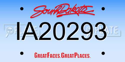 IA20293 South Dakota License Plate