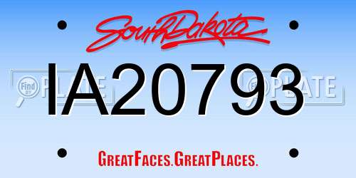 IA20793 South Dakota License Plate