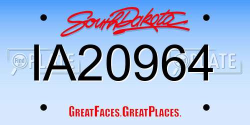 IA20964 South Dakota License Plate