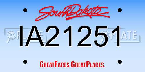 IA21251 South Dakota License Plate
