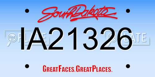 IA21326 South Dakota License Plate