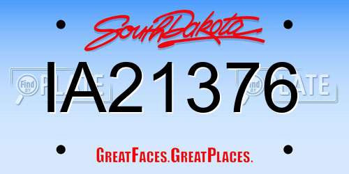 IA21376 South Dakota License Plate