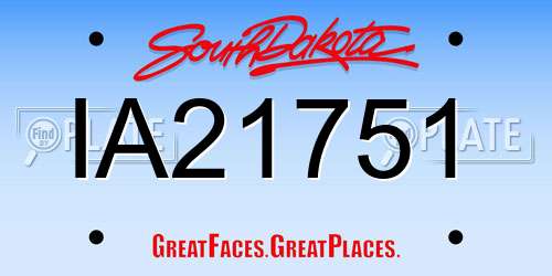 IA21751 South Dakota License Plate