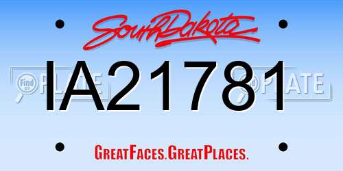 IA21781 South Dakota License Plate