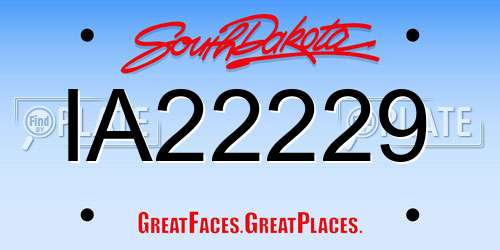 IA22229 South Dakota License Plate