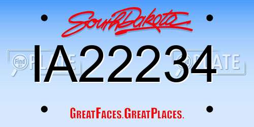 IA22234 South Dakota License Plate