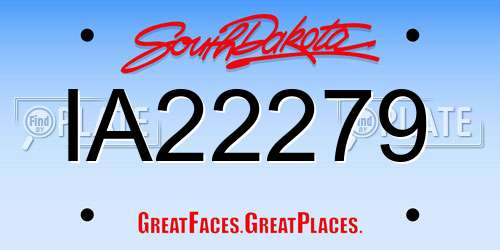 IA22279 South Dakota License Plate