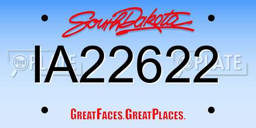 IA22622 South Dakota License Plate