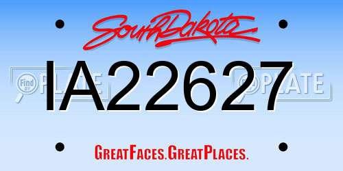 IA22627 South Dakota License Plate