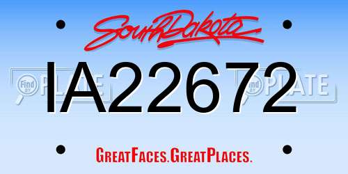 IA22672 South Dakota License Plate