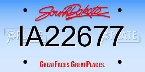 IA22677 South Dakota License Plate