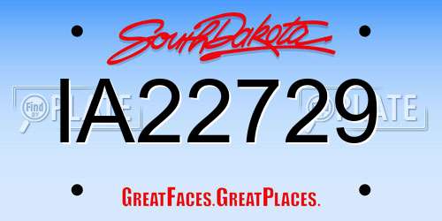 IA22729 South Dakota License Plate