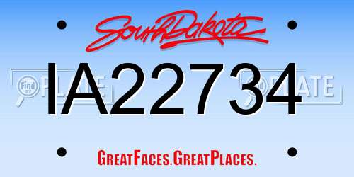 IA22734 South Dakota License Plate