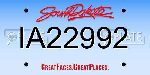 IA22992 South Dakota License Plate