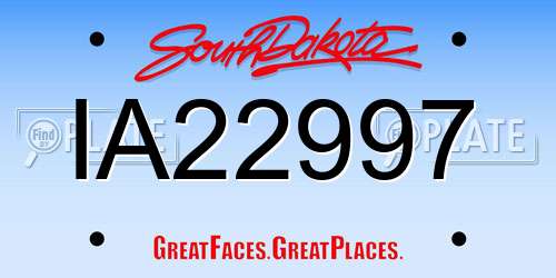 IA22997 South Dakota License Plate