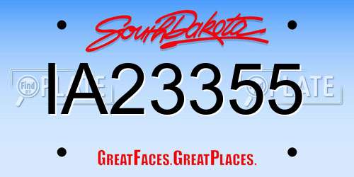IA23355 South Dakota License Plate