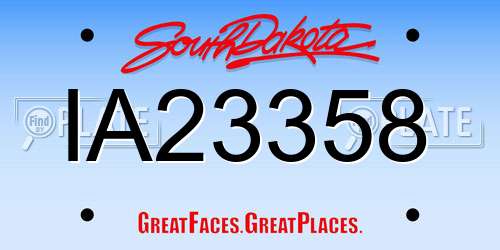 IA23358 South Dakota License Plate