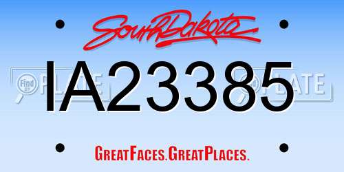 IA23385 South Dakota License Plate
