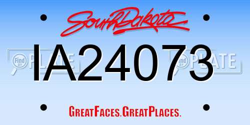 IA24073 South Dakota License Plate