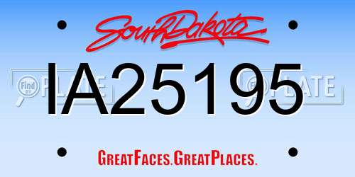 IA25195 South Dakota License Plate
