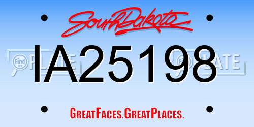 IA25198 South Dakota License Plate