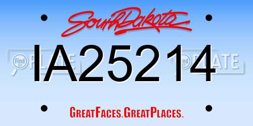 IA25214 South Dakota License Plate