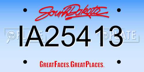 IA25413 South Dakota License Plate
