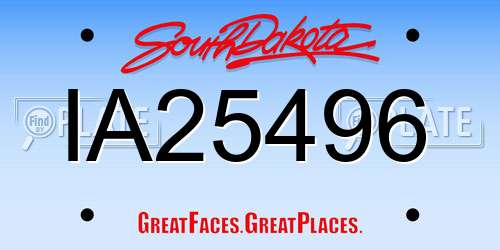IA25496 South Dakota License Plate