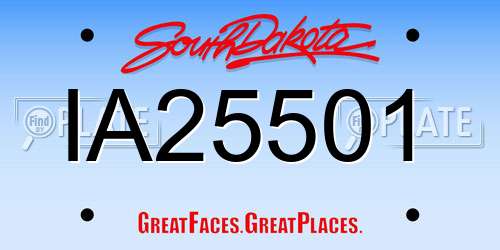 IA25501 South Dakota License Plate