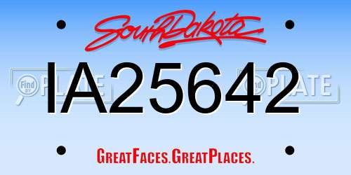 IA25642 South Dakota License Plate