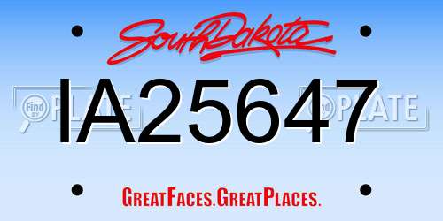 IA25647 South Dakota License Plate