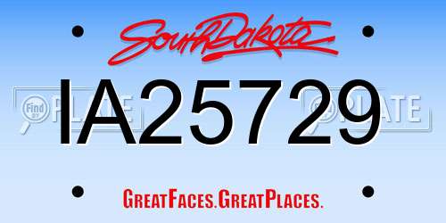 IA25729 South Dakota License Plate