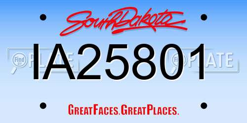 IA25801 South Dakota License Plate