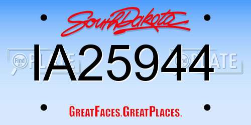 IA25944 South Dakota License Plate
