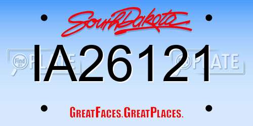 IA26121 South Dakota License Plate