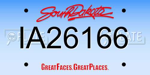 IA26166 South Dakota License Plate