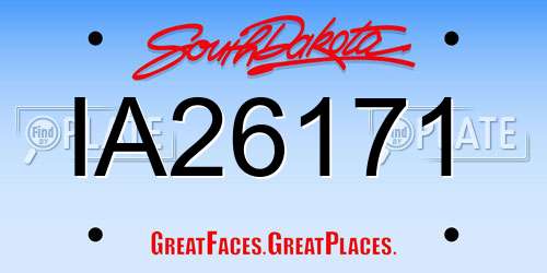 IA26171 South Dakota License Plate