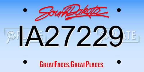 IA27229 South Dakota License Plate