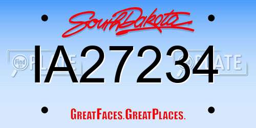 IA27234 South Dakota License Plate