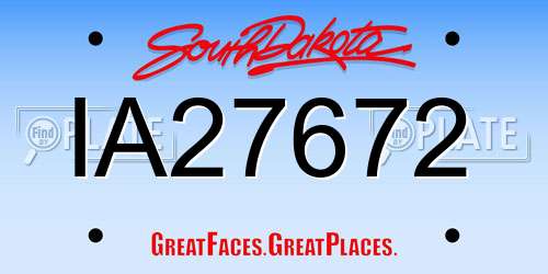 IA27672 South Dakota License Plate