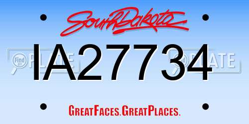 IA27734 South Dakota License Plate