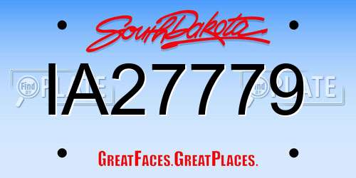 IA27779 South Dakota License Plate