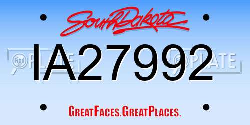 IA27992 South Dakota License Plate