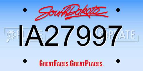 IA27997 South Dakota License Plate