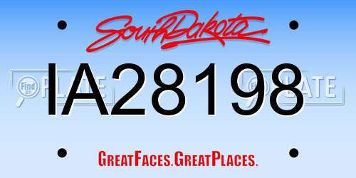 IA28198 South Dakota License Plate